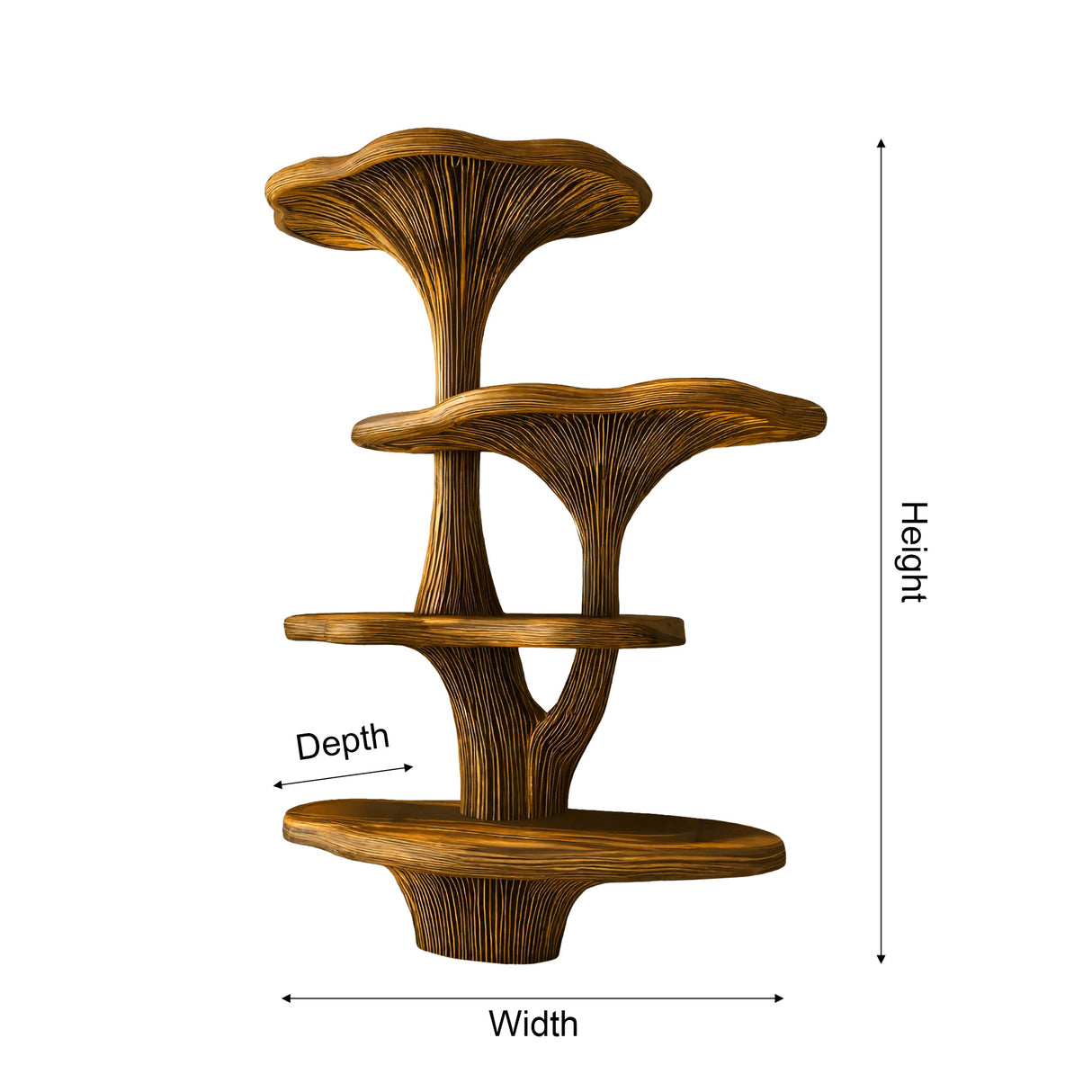 Canopy Handcrafted Natural Hardwood Mushroom Bookshelf