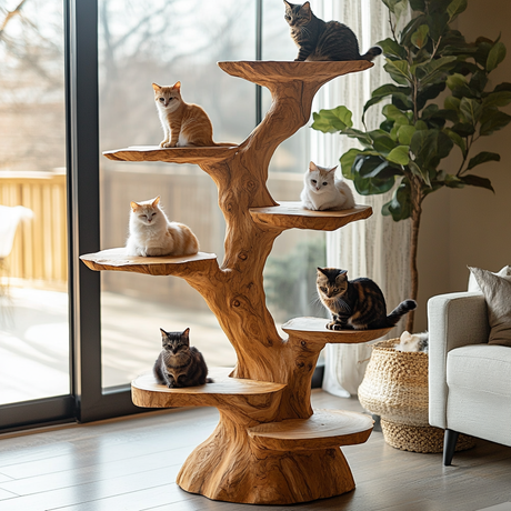 Canopy Sculpted Solid Wood Tree-Inspired Cat Tree Shelf - Timberustic Tree-Inspired Cat Tree Shelf