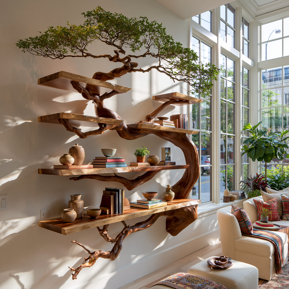 Canopycrest Handcrafted Solid Wood Tree Bookshelf