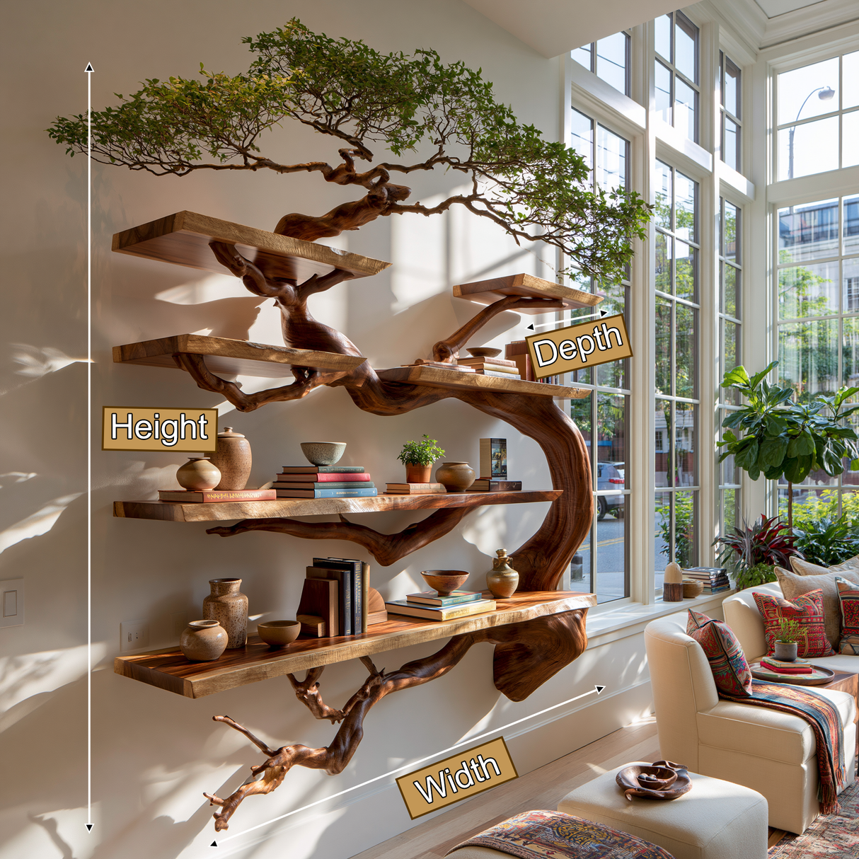 Canopycrest Handcrafted Solid Wood Tree Bookshelf