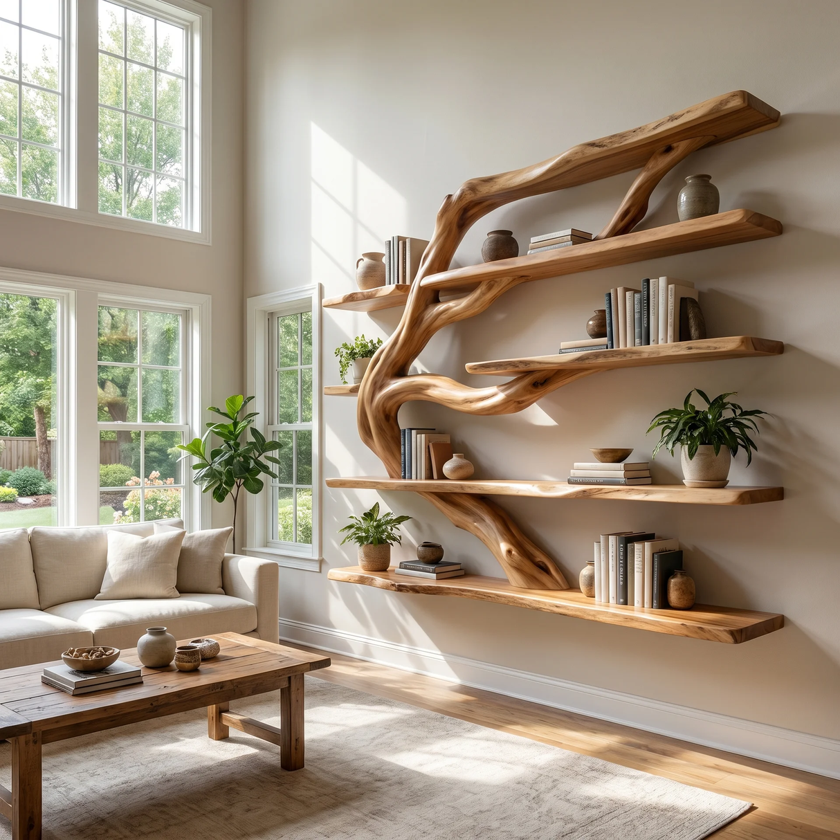 Canopyline Handcrafted Solid Wood Tree Bookshelf
