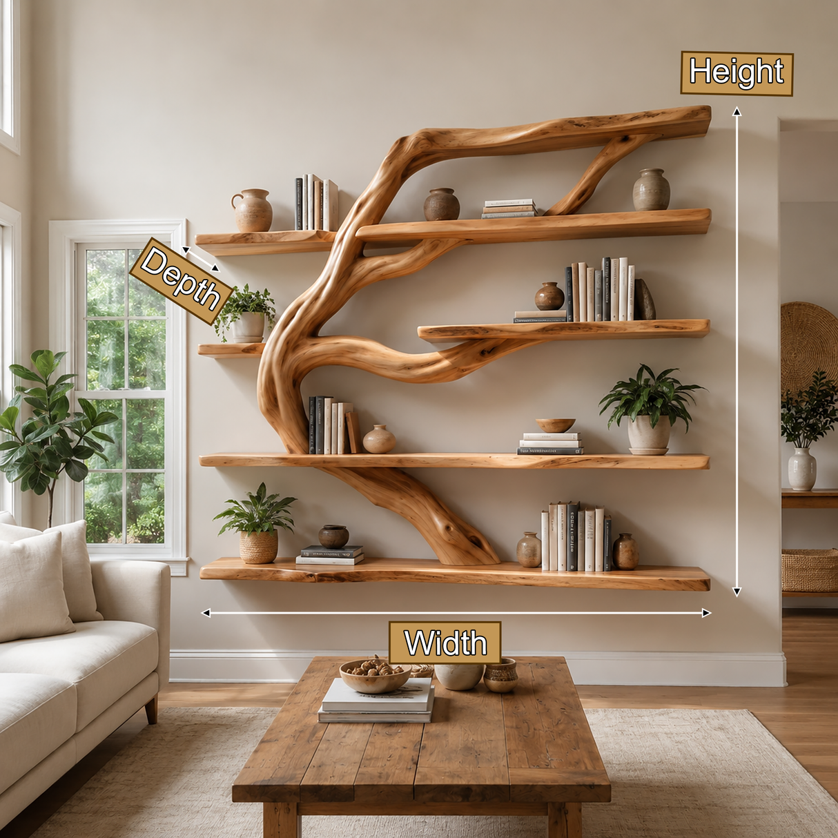 Canopyline Handcrafted Solid Wood Tree Bookshelf
