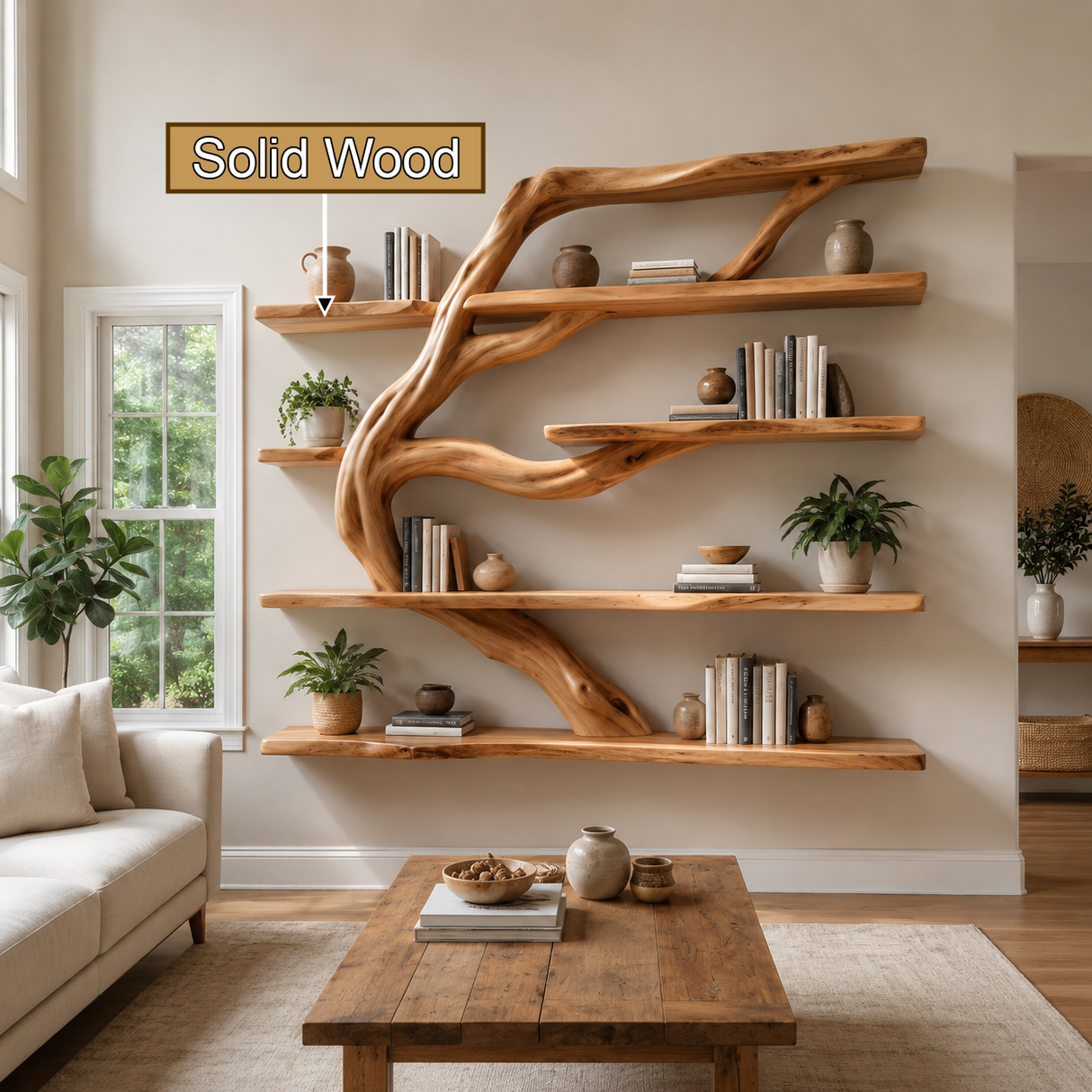 Canopyline Handcrafted Solid Wood Tree Bookshelf