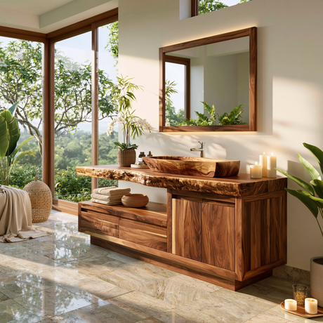 Canyonridge Live Edge Solid Wood Freestanding Bathroom Vanity With Cabinet - Timberustic Freestanding Bathroom Vanity with Cabinet