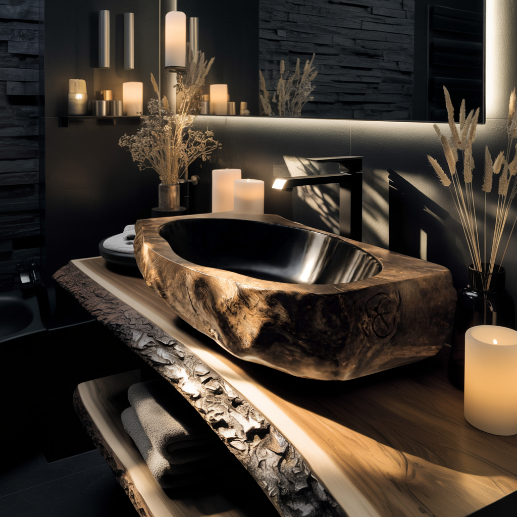 Canyonroot Carved Solid Wood Vessel Sink