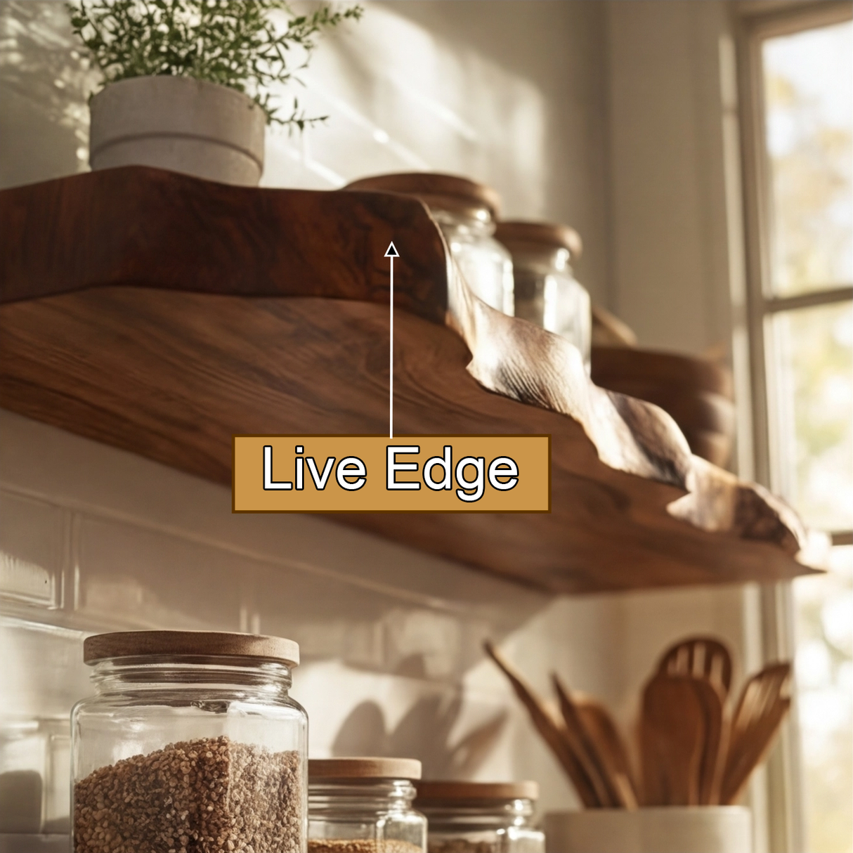 Carvello Live Edge Solid Wood Floating Shelf SPA953952 - Timberustic Floating Shelf