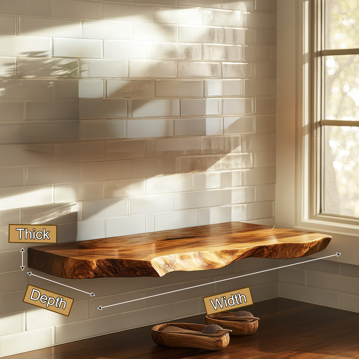 Carvello Live Edge Solid Wood Floating Shelf SPA953952 - Timberustic Floating Shelf