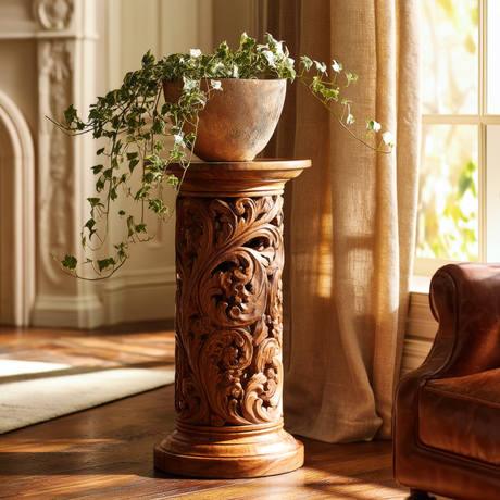 Cavelle Solid Wood Pedestal Stand - Timberustic Pedestal Stand