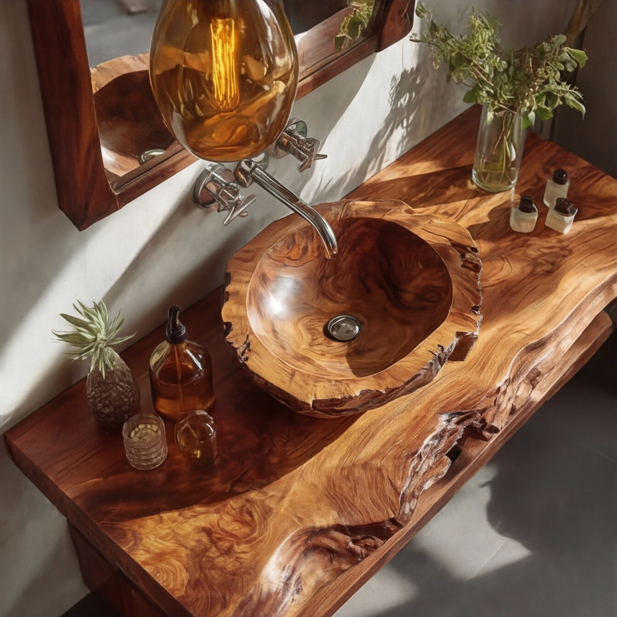 Cavello Handcrafted Live Edge Solid Wood Floating Bathroom Vanity SPA234268 - Timberustic Floating Bathroom Vanity