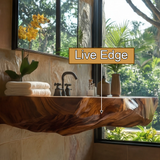 Cavero Sculpted Live Edge Solid Wood Floating Bathroom Vanity with Integrated Sink SPA248842 - Timberustic Floating Bathroom Vanity with Integrated Sink