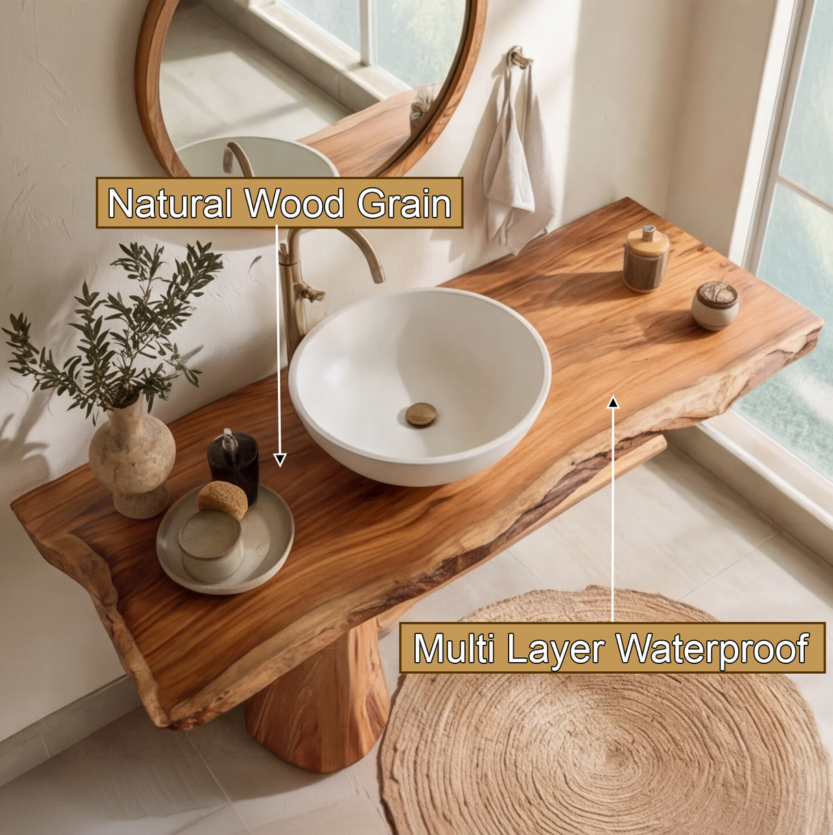Cavero Sculpted Solid Wood Freestanding Bathroom Vanity with Shelves - Timberustic Freestanding Bathroom Vanity with Shelves