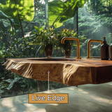 Cavira Live Edge Solid Wood Floating Bathroom Vanity with Integrated Sink SPA354645 - Timberustic Floating Bathroom Vanity with Integrated Sink