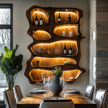 Cavora Sculpted Solid Wood Wine Display Shelf - Timberustic Wine Display Shelf