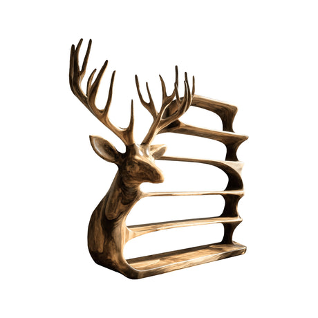 Cervin Crest Handcrafted Sculpture Deer Bookshelf
