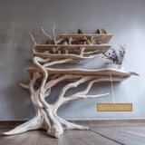 Cirevon Sculpted Solid Wood Console Table with Shelves - Timberustic Console Table with Shelves