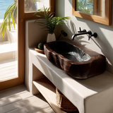 Cliffwave Carved Solid Wood Vessel Sink