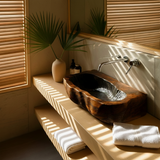 Cliffwave Carved Solid Wood Vessel Sink