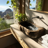 Cliffwave Carved Solid Wood Vessel Sink