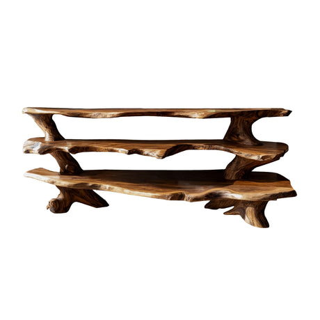 Contemporary Live Edge Handcrafted Solid Wood TV Cabinet