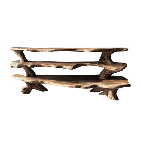 Contemporary Live Edge Handcrafted Solid Wood TV Cabinet