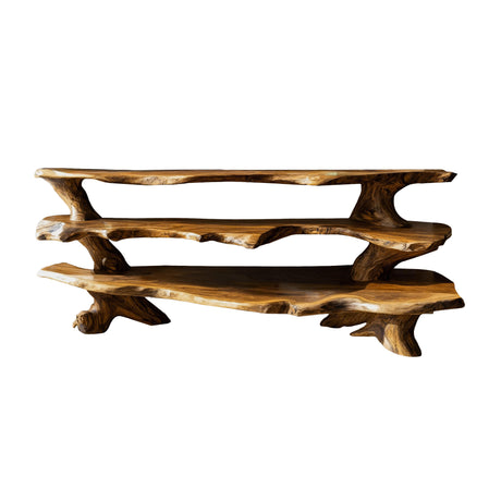 Contemporary Live Edge Handcrafted Solid Wood TV Cabinet