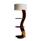 Contemporary Organic Solid Wood Floor Lamp with Shelves