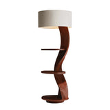 Contemporary Organic Solid Wood Floor Lamp with Shelves