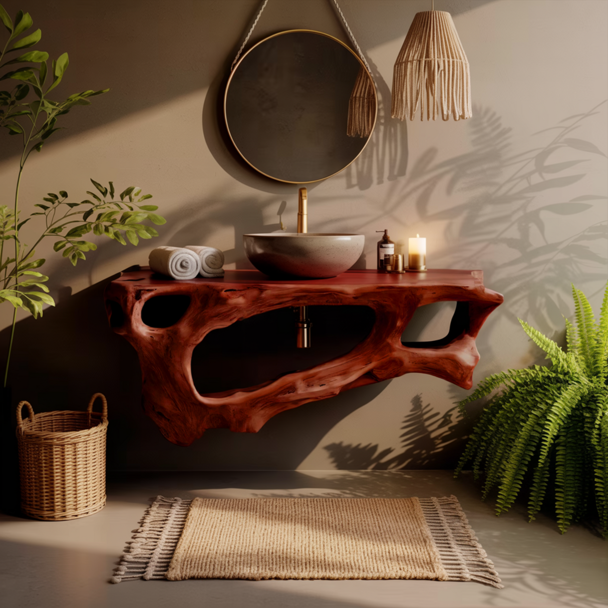 Coralform Natural Wood Floating Bathroom Vanity
