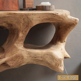 Coralform Natural Wood Floating Bathroom Vanity with Open Storage - Timberustic Floating Bathroom Vanity with Open Storage