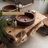 Coralform Natural Wood Floating Bathroom Vanity with Open Storage - Timberustic Floating Bathroom Vanity with Open Storage