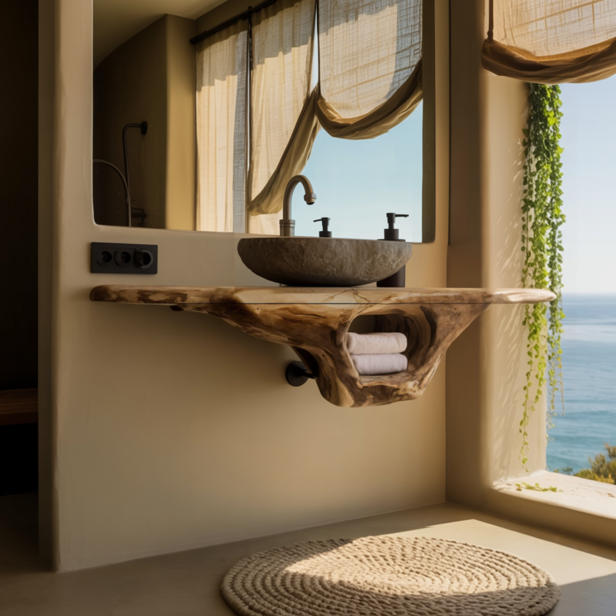 Coralwave Organic Wood Form Floating Bathroom Vanity