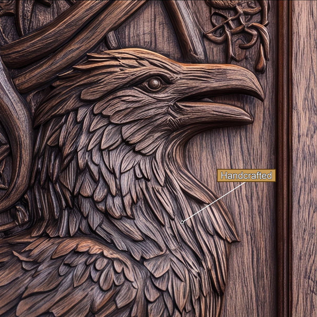Corvaryn Handcrafted Solid Wood Raven Double Doors