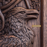 Corvaryn Handcrafted Solid Wood Raven Double Doors