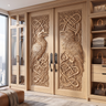 Corvaryn Handcrafted Solid Wood Raven Double Doors Natural Oak - Timberustic Door