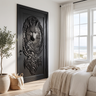 Corvaryn Handcrafted Solid Wood Wolf and Raven Single Door Black - Timberustic Door