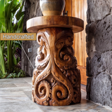 Corvello Sculpted Solid Wood Pedestal Stand - Timberustic Pedestal Stand