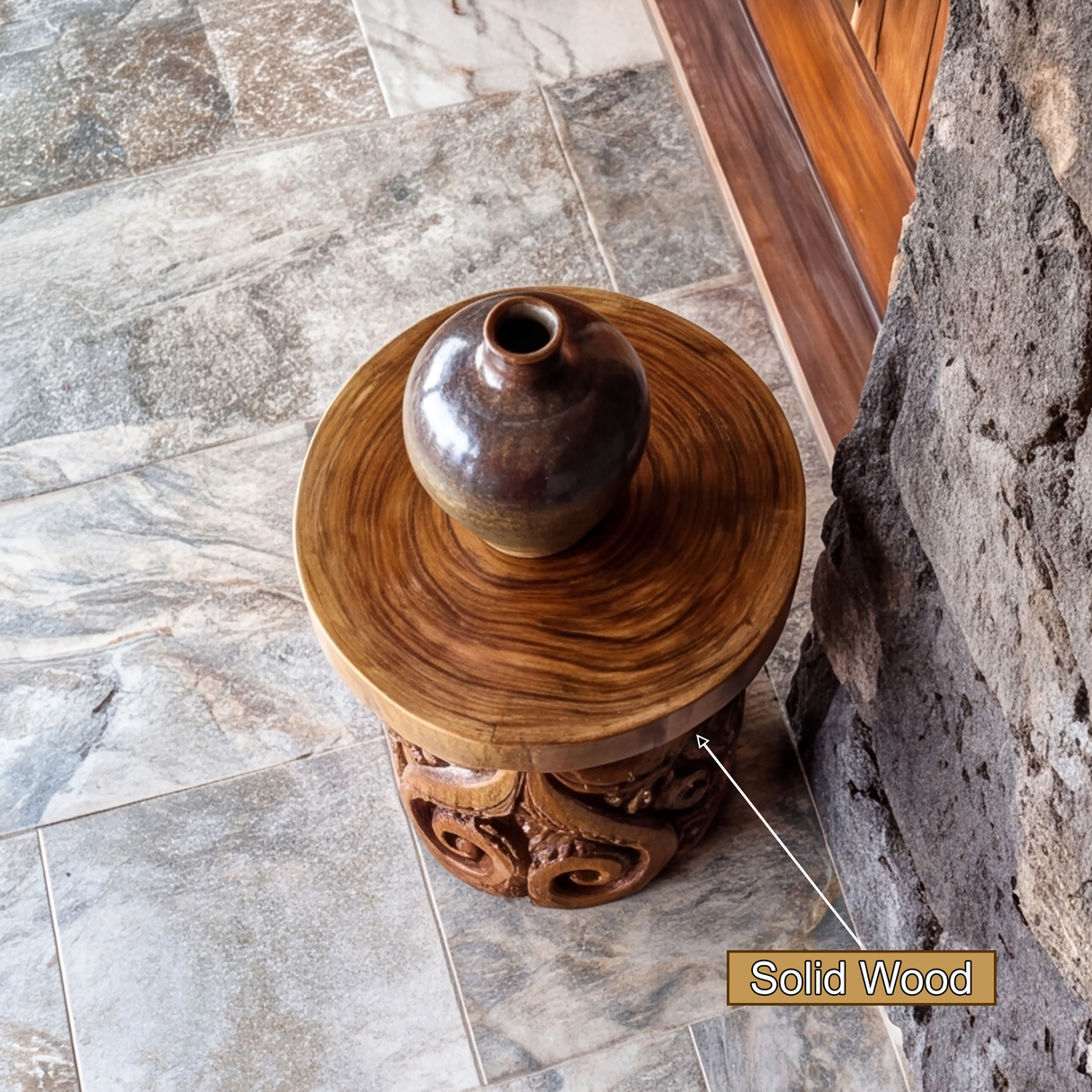 Corvello Sculpted Solid Wood Pedestal Stand - Timberustic Pedestal Stand