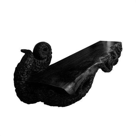 Corvethis Octopus Form Sculpted Solid Wood Floating Bathroom Vanity Black - Timberustic Floating Bathroom Vanity