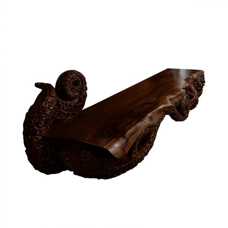 Corvethis Octopus Form Sculpted Solid Wood Floating Bathroom Vanity Dark Walnut - Timberustic Floating Bathroom Vanity