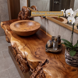Corvethis Octopus Form Sculpted Solid Wood Floating Bathroom Vanity - Timberustic Floating Bathroom Vanity