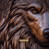 Corwyn Sculpted Solid Wood Wolf Guardian Single Door