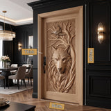 Corwyn Sculpted Solid Wood Wolf Guardian Single Door
