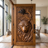 Corwyn Sculpted Solid Wood Wolf Guardian Single Door Brown - Timberustic Door