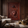 Corwyn Sculpted Solid Wood Wolf Guardian Single Door Mahogany - Timberustic Door