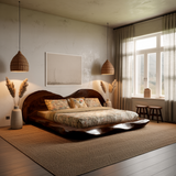 Cresta Waveform Solid Wood Headboard with Bed Frame