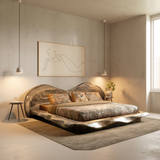 Cresta Waveform Solid Wood Headboard with Bed Frame