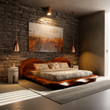 Cresta Waveform Solid Wood Headboard with Bed Frame