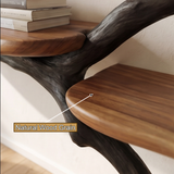 Crestbloom Handcrafted Solid Wood Floating Tree Bookshelf