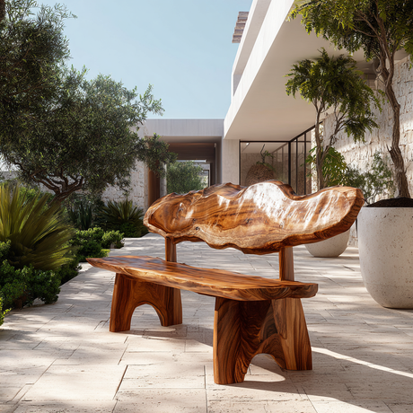 Crestwave Live Edge Solid Wood Outdoor Bench - Timberustic Bench