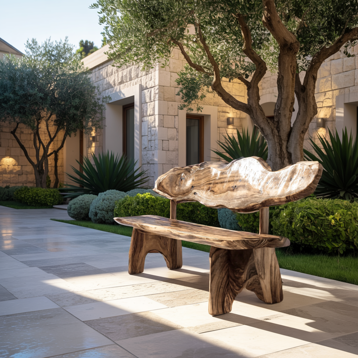 Crestwave Live Edge Solid Wood Outdoor Bench - Timberustic Bench